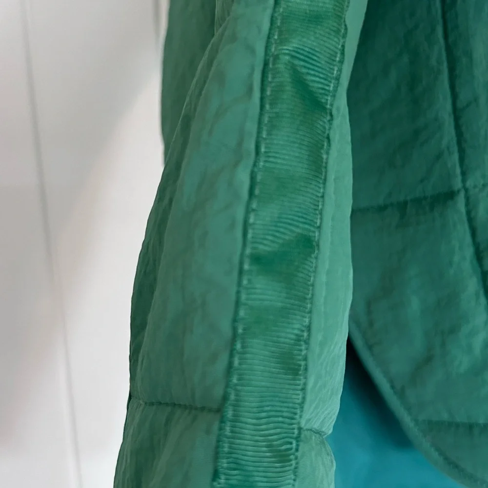 Green Quilted Hooded 1/4 Snap Pullover Jacket - Picture 3 of 5